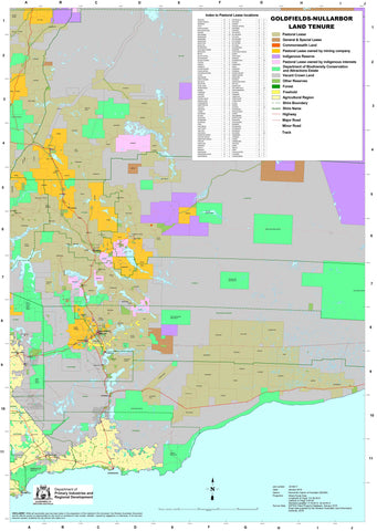 Goldfields - Nullarbor Pastoral Lease 700 x 1000mm Wall Map