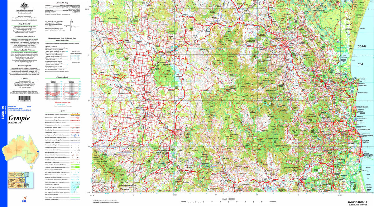 Gympie SG56-10 Topographic Map 1:250k | Mapworld