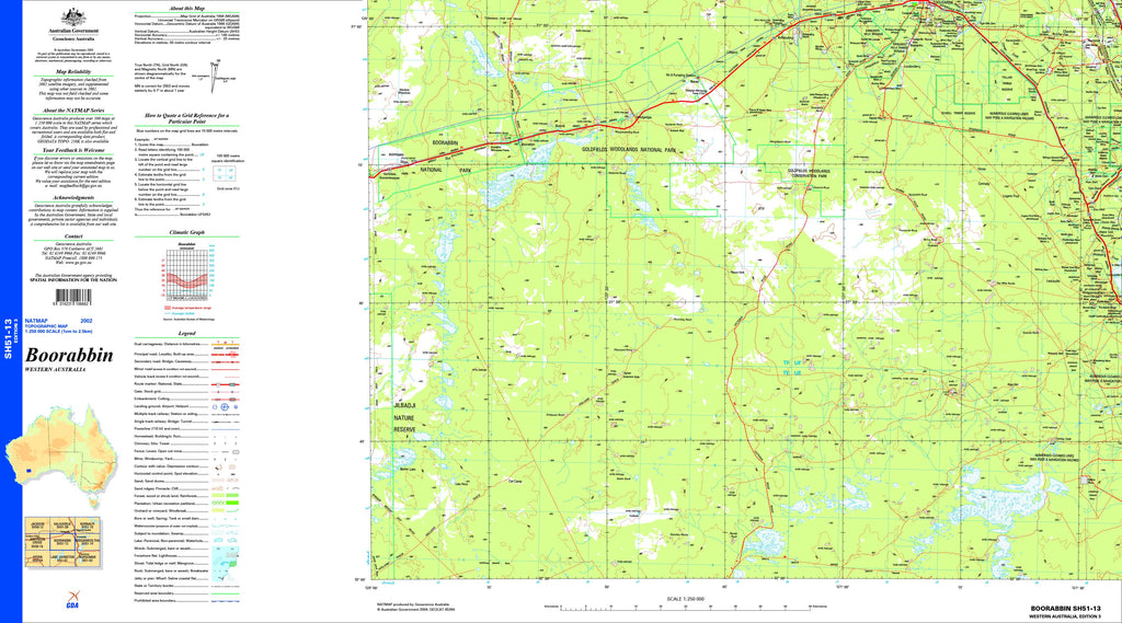 Boorabbin SH51-13 Topographic Map 1:250k | Mapworld