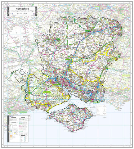 County Map of Hampshire 900 x 1000mm