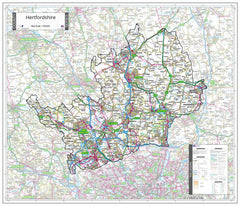 County Map of Hertfordshire 860 x 740mm