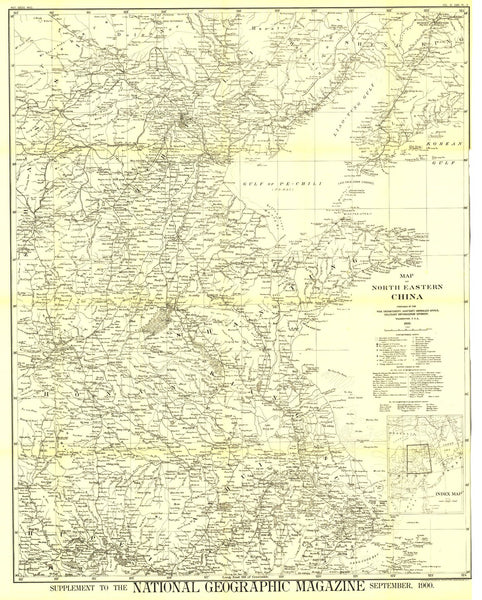 North Eastern China map - Published 1900 by National Geographic