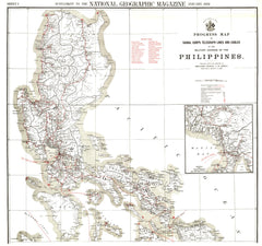 Philippines Military Telegraph Lines North Wall Map - Published 1902 by National Geographic