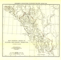 Alaska Boundary Tribunal Map of 1896 - Published 1904 by National Geographic