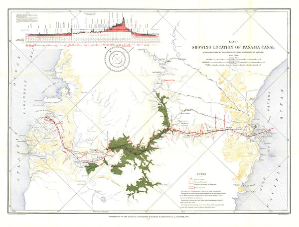 Panama Canal 1899-1902 Map - Published 1905 by National Geographic