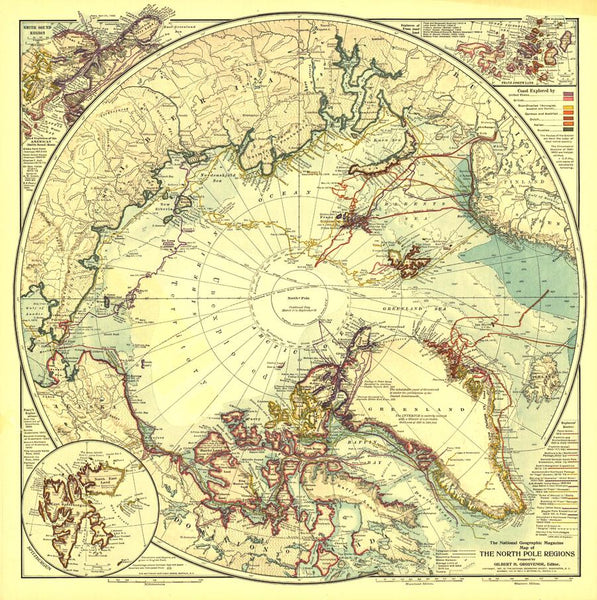 North Pole Regions - Published 1907 by National Geographic