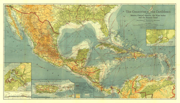 Countries of the Caribbean - Published 1922 by National Geographic