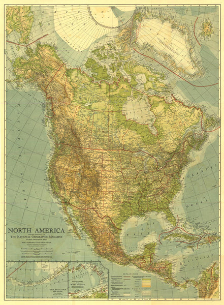 North America - Published 1924 by National Geographic