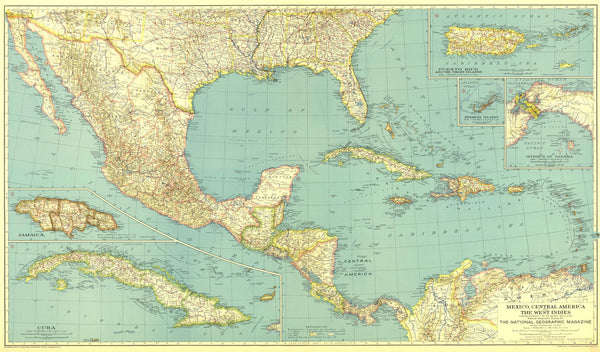Mexico, Central America and the West Indies - Published 1934 by National Geographic