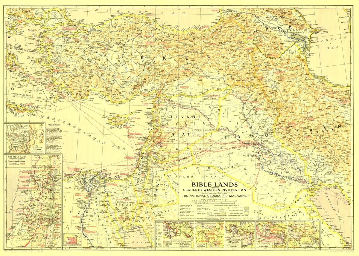 Bible Lands, and the (1938) – National Geographic | Mapworld