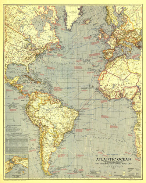 Atlantic Ocean - Published 1939 by National Geographic