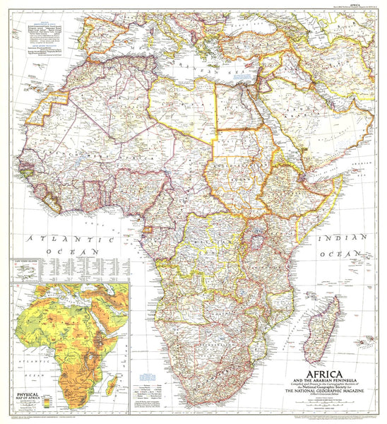 Africa and the Arabian Peninsula - Published 1950 by National Geographic