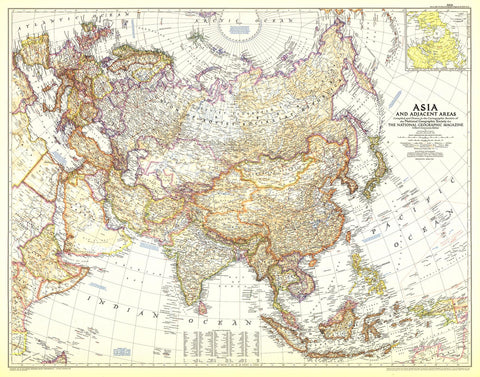 Asia and Adjacent Areas - Published 1951 by National Geographic