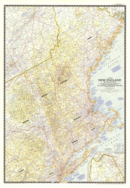 New England map with Descriptive Notes - Published 1955 by National Geographic
