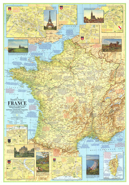 Traveler's Map of France 1971 National Geographic Map | Mapworld