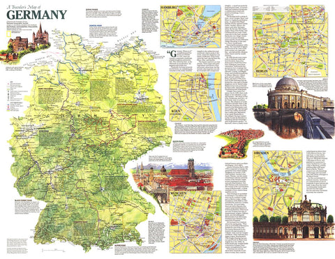 Traveler's Map of Germany - Published 1991 by National Geographic