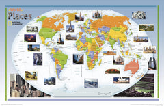 World of Places Wall Map National Geographic 969 x 627 mm