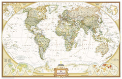 World Executive Antique Style National Geographic 988 x 646mm  Wall Map in Spanish