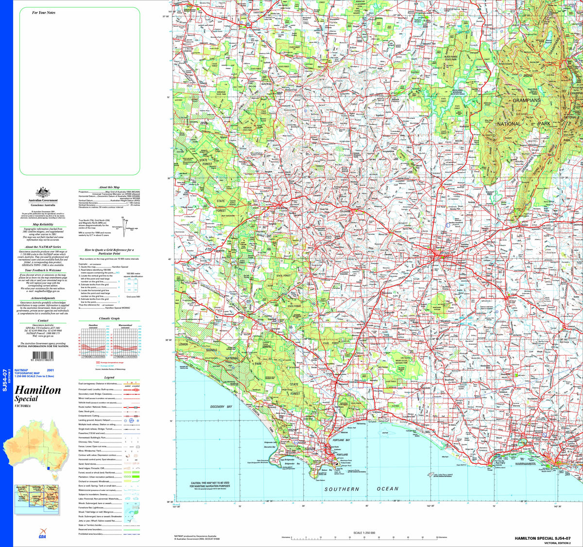 Hamilton Special SJ54-07 Topographic Map 1:250k | Mapworld