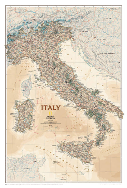 Italy Executive NGS 591 x 867mm Wall Map