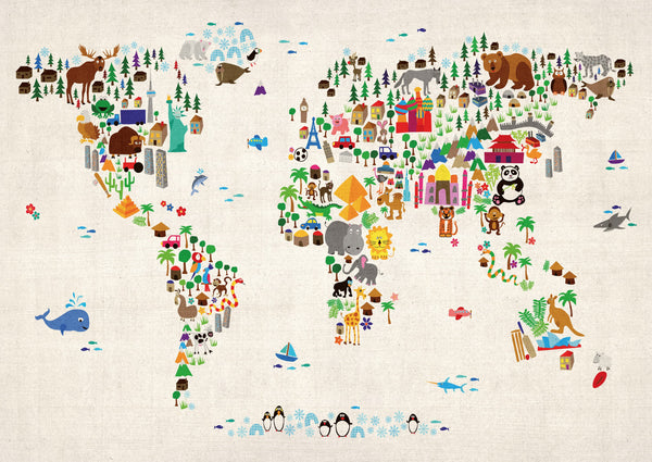Kids Animal Map of the World 841 x 594mm