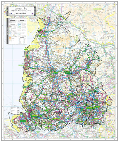 County Map of Lancashire 820 x 980mm