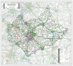 County Map of Leicestershire 920 x 840mm