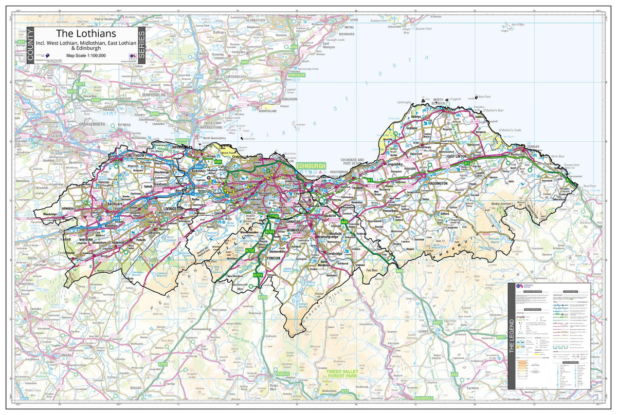 County Map of Lothians | Mapworld
