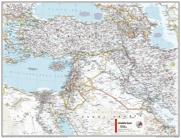 Middle East Atlas of the World, 11th Edition, National Geographic Wall Map