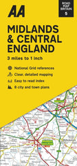 Midlands & Central England AA Road Map 5