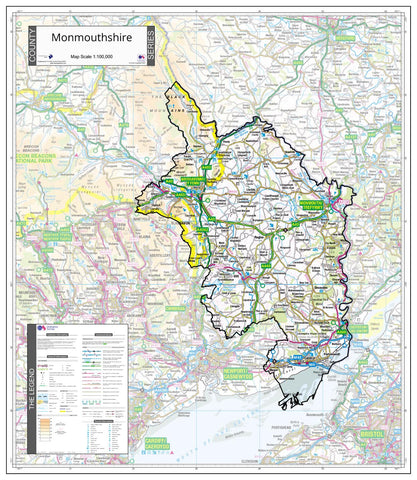 County Map of Monmouthshire 600 x 760mm