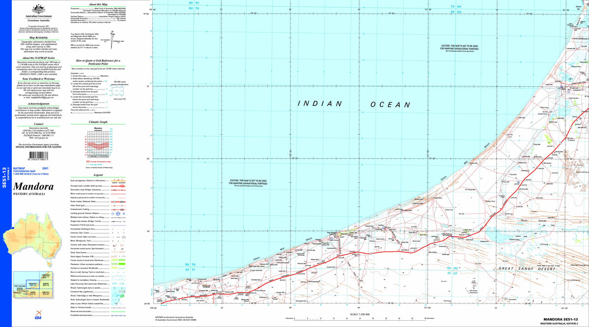 Mandora SE51-13 Topographic Map 1:250k | Mapworld