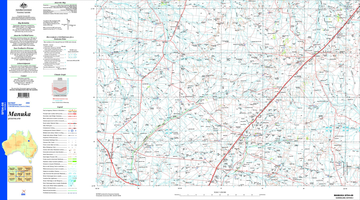 Manuka SF54-08 Topographic Map 1:250k | Mapworld