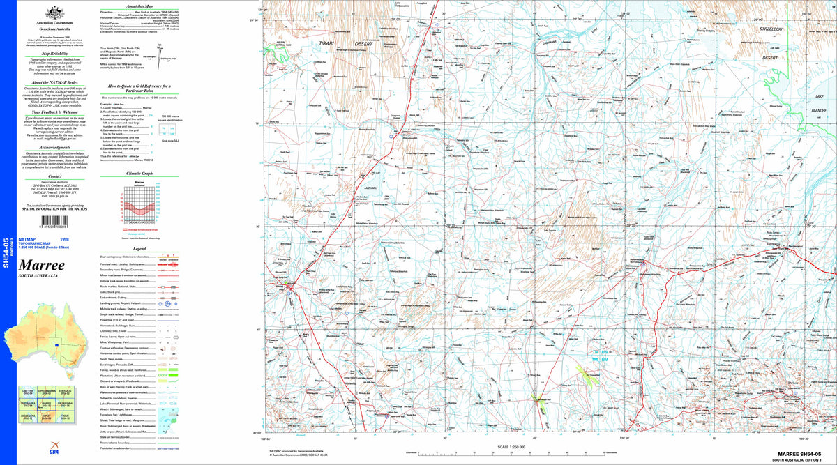 Marree SH54-05 Topographic Map 1:250k | Mapworld