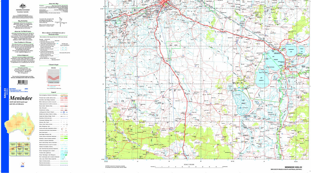 Menidi Maps Menindee SI54-03 Topographic Map 1:250k | Mapworld