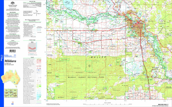 Mildura SI54-11 Topographic Map 1:250k