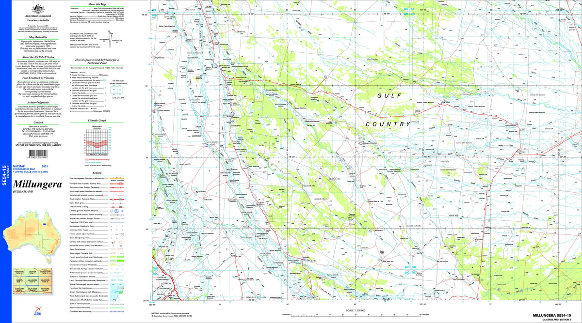 Millungera SE54-15 Topographic Map 1:250k | Mapworld