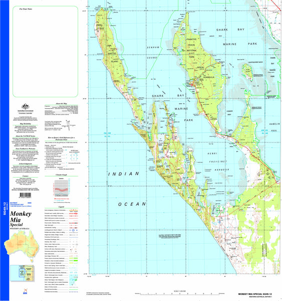 Monkey Mia Special SG49-12 Topographic Map 1:250k