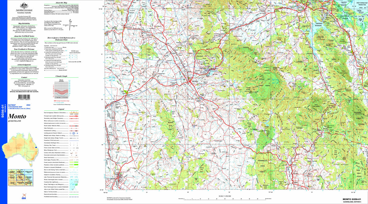Monto SG56-01 Topographic Map 1:250k | Mapworld