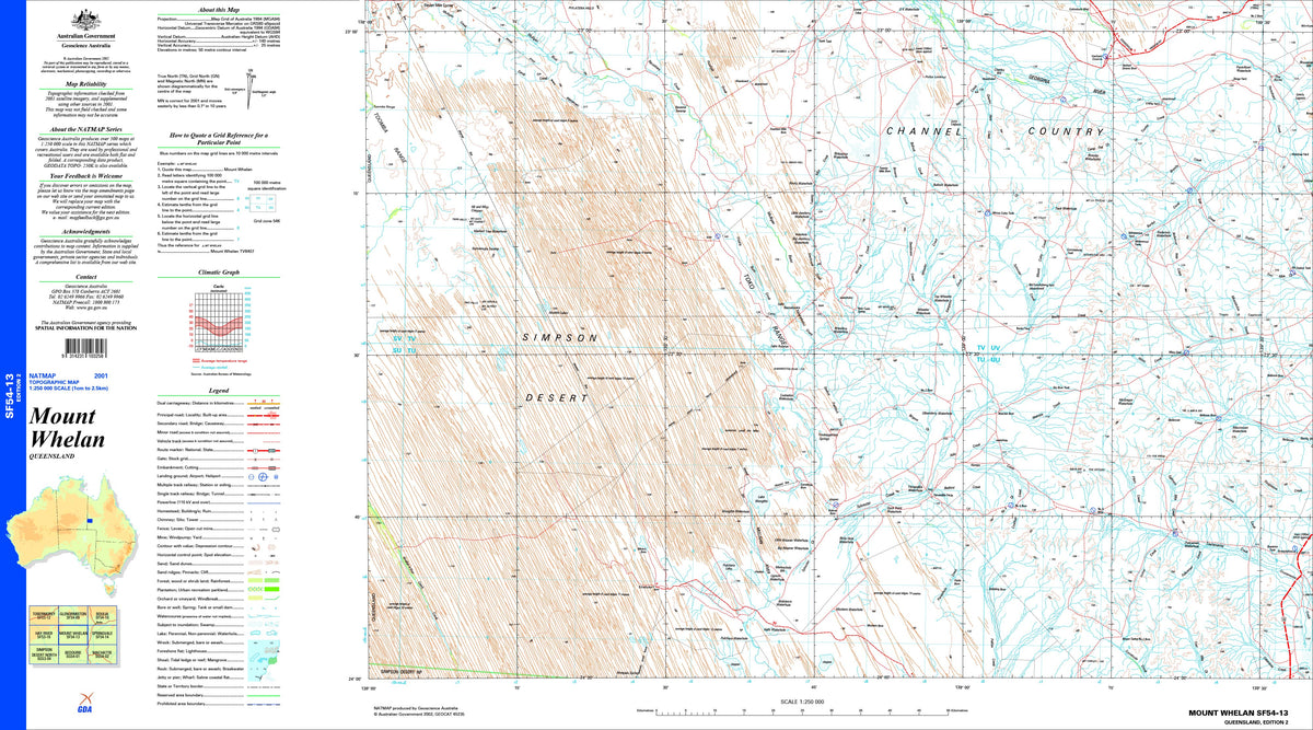 Mount Whelan SF54-13 Topographic Map 1:250k | Mapworld