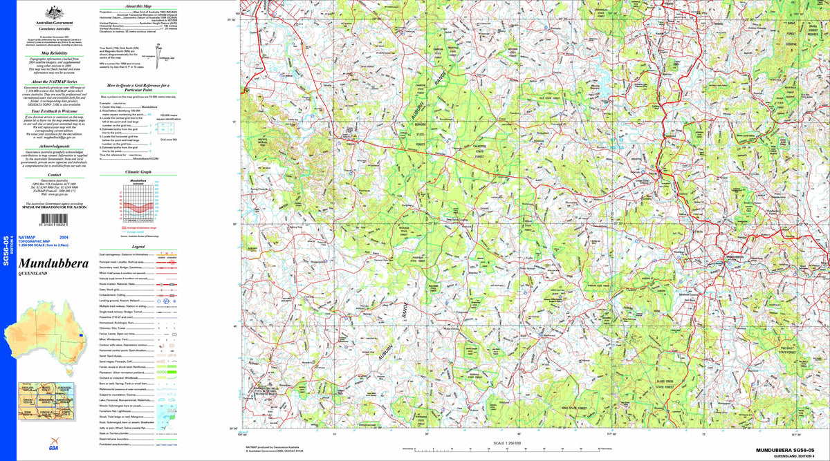 Mundubbera SG56-05 Topographic Map 1:250k | Mapworld