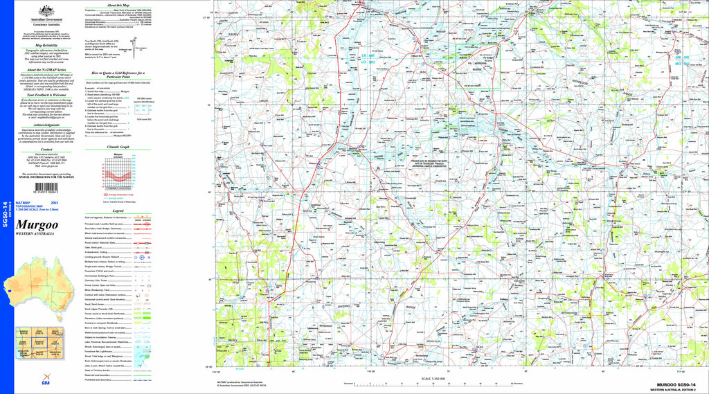Murgoo SG50-14 Topographic Map 1:250k | Mapworld
