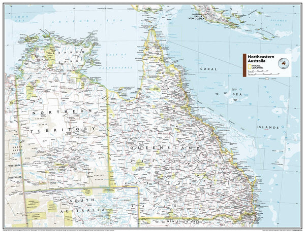 North Eastern Australia Atlas of the World, 11th Edition, National Geographic Wall Map