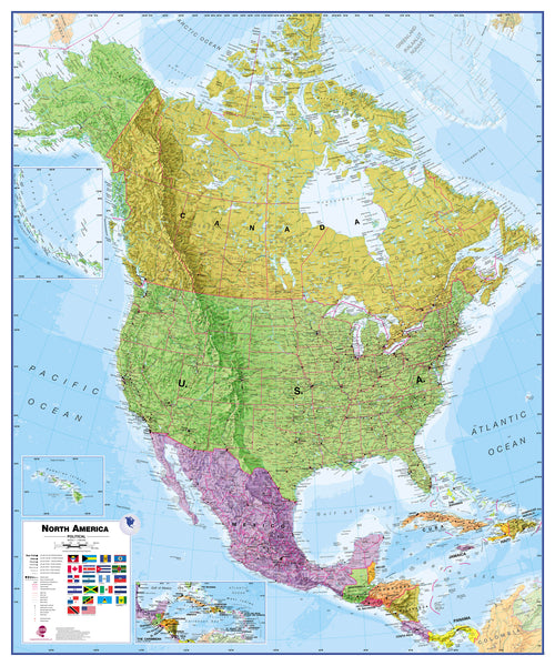 North America Maps International Wall Map 1000 x 1200mm