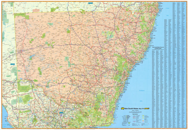 New South Wales UBD 270 Map 1000 x 690mm Laminated Wall Map with Hang Rails