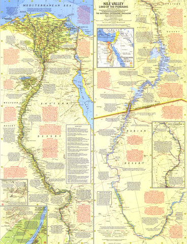 Nile Valley, Land of the Pharaohs Wall Map - Published 1965 by National Geographic