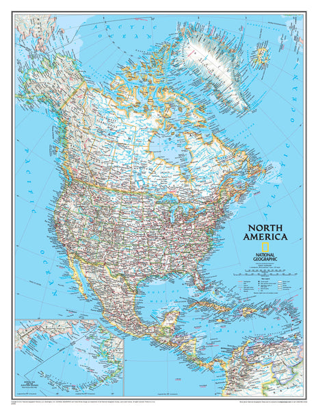 North America National Geographic 908 x 1117mm Wall Map