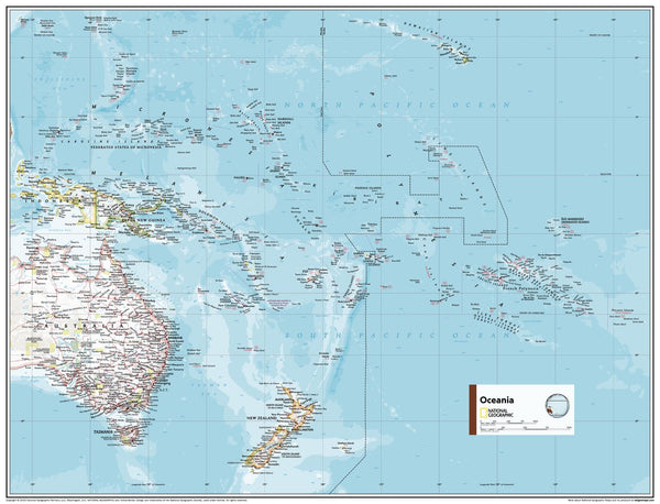 Oceania Atlas of the World, 11th Edition, National Geographic Wall Map