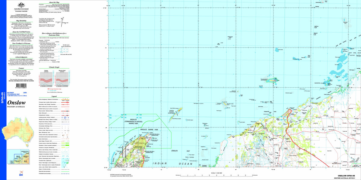 Onslow SF50-05 Topographic Map 1:250k | Mapworld