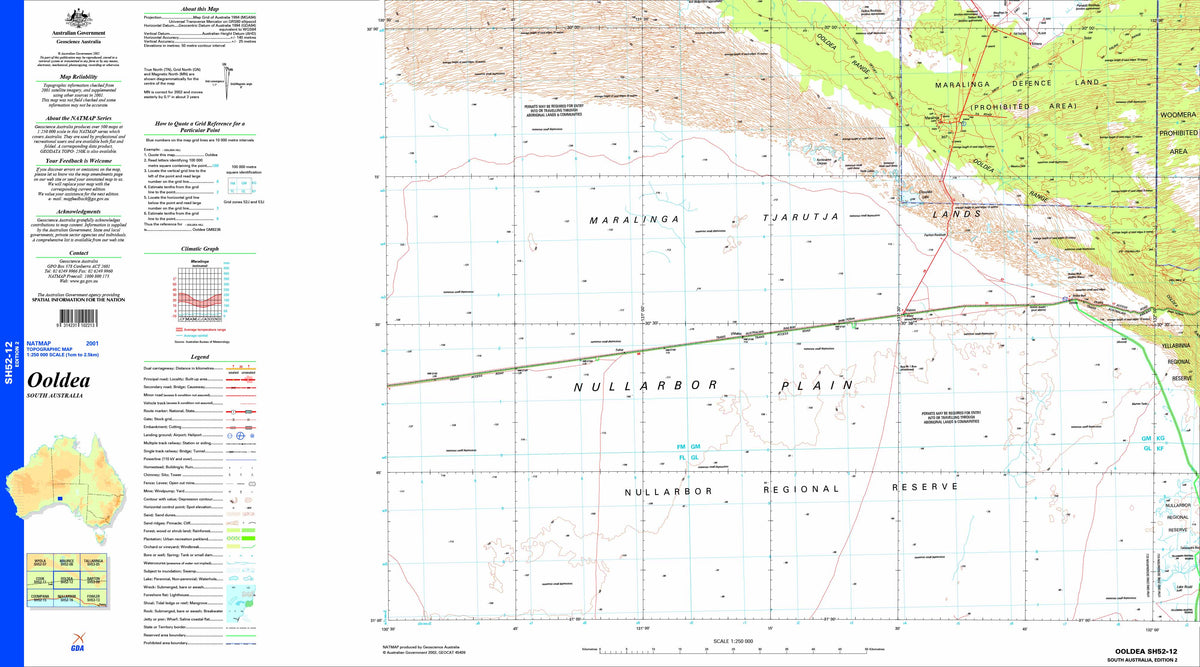 Ooldea SH52-12 Topographic Map 1:250k | Mapworld
